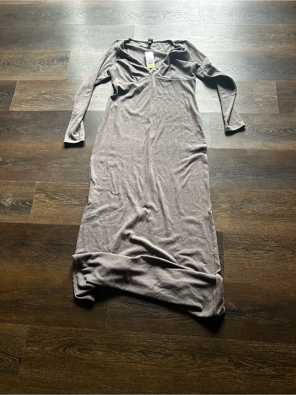 Target Long Sleeve V-Neck Maxi Dress in Taupe